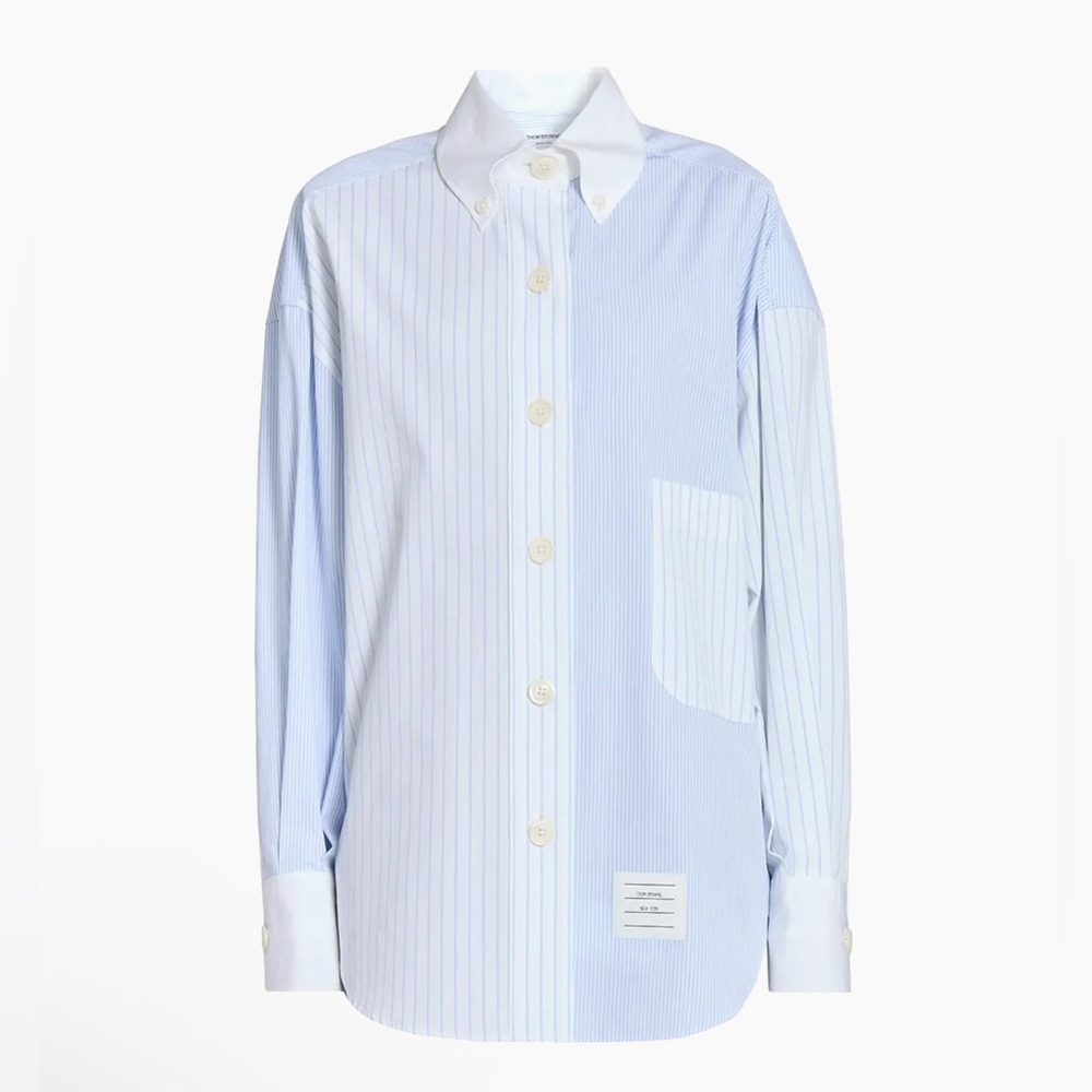 NWT Thom Browne Striped Cotton Poplin Supersized Button-Down Shirt